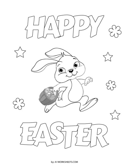 Free printable happy easter bunny coloring page templates for kids