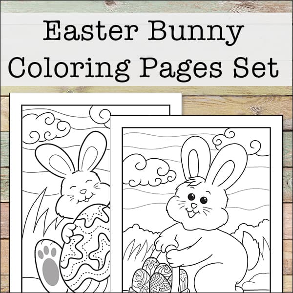 Easter bunny coloring pages for kids free printable set