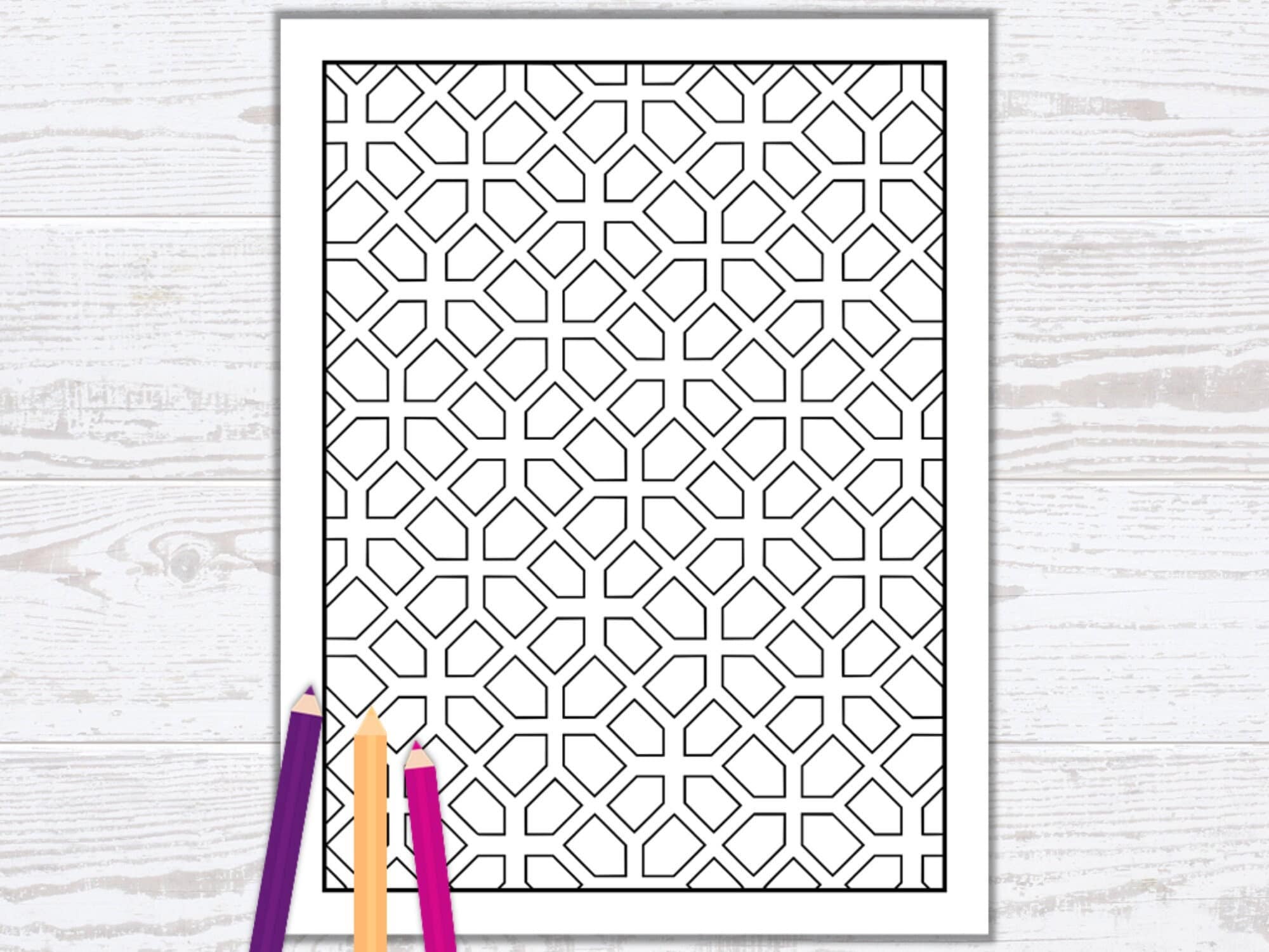 Geometric coloring page simple and easy coloring pages for adults coloring page printables geometric patterns pdf digital download