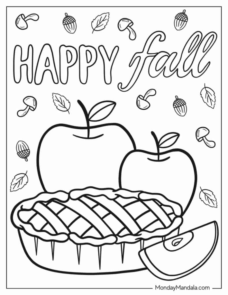 Autumn fall coloring pages free pdf printables