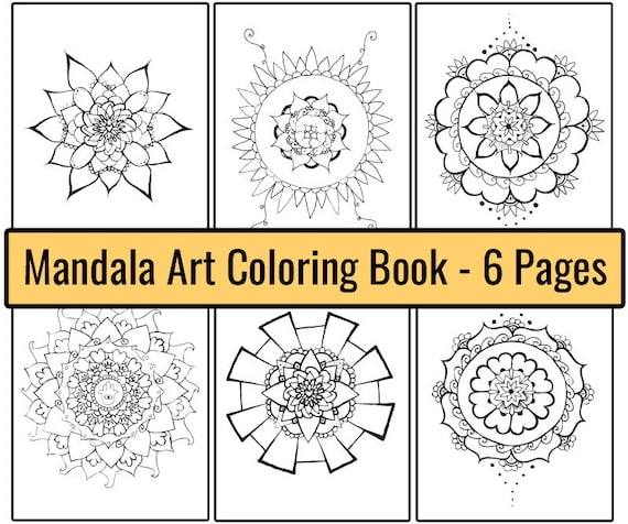 Easy mandala coloring pdf sheets printable letter paper kids art coloring book digital download simple diy boho adult coloring pages