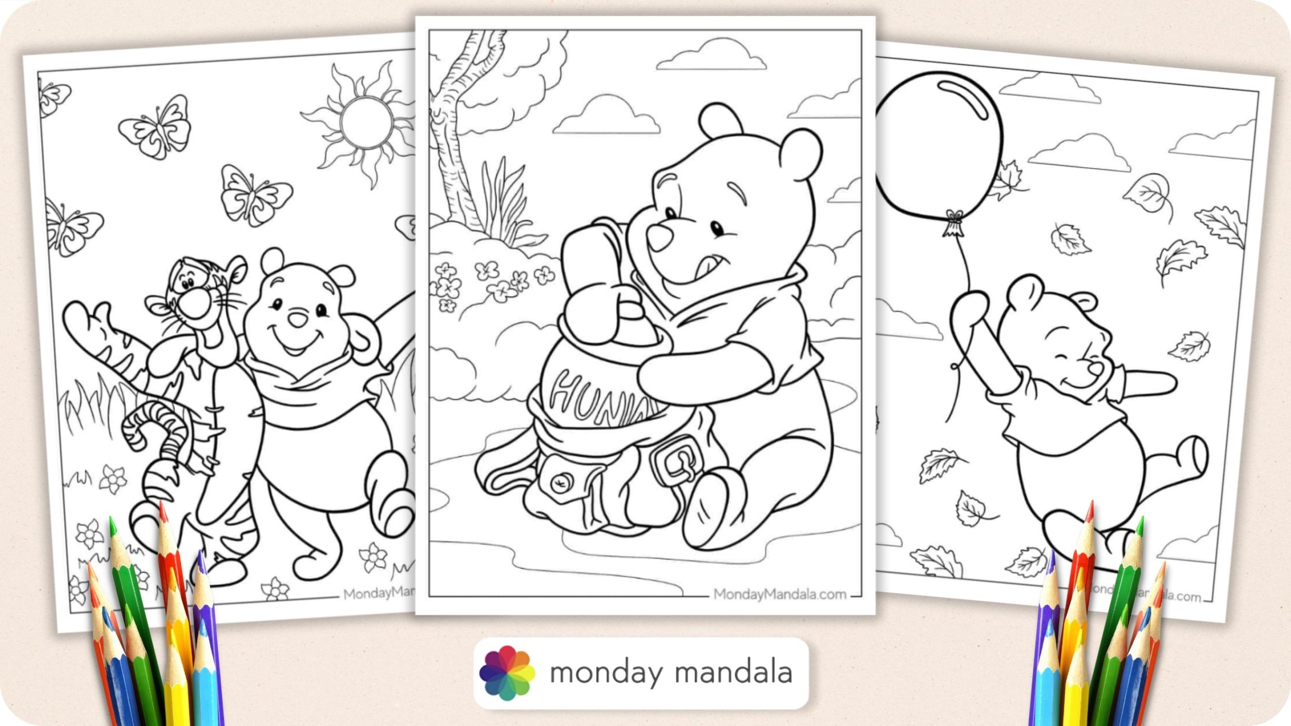 Winnie the pooh coloring pages free pdf printables