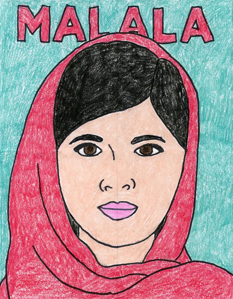 How to draw malala yousafzai and malala coloring page