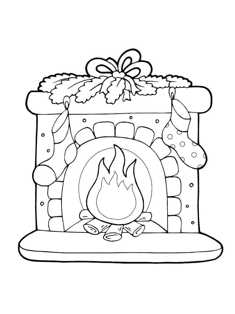 Fireplace coloring pages