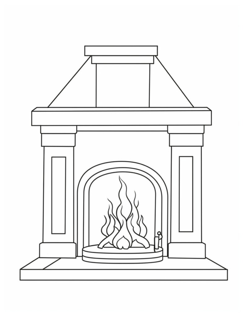 Fireplace coloring pages