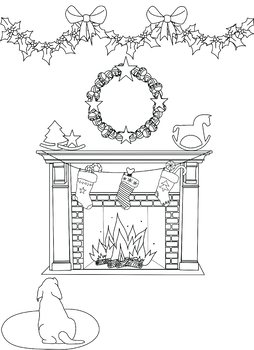 Fireplace coloring page from ornaments of love coloring book by sharlin craig