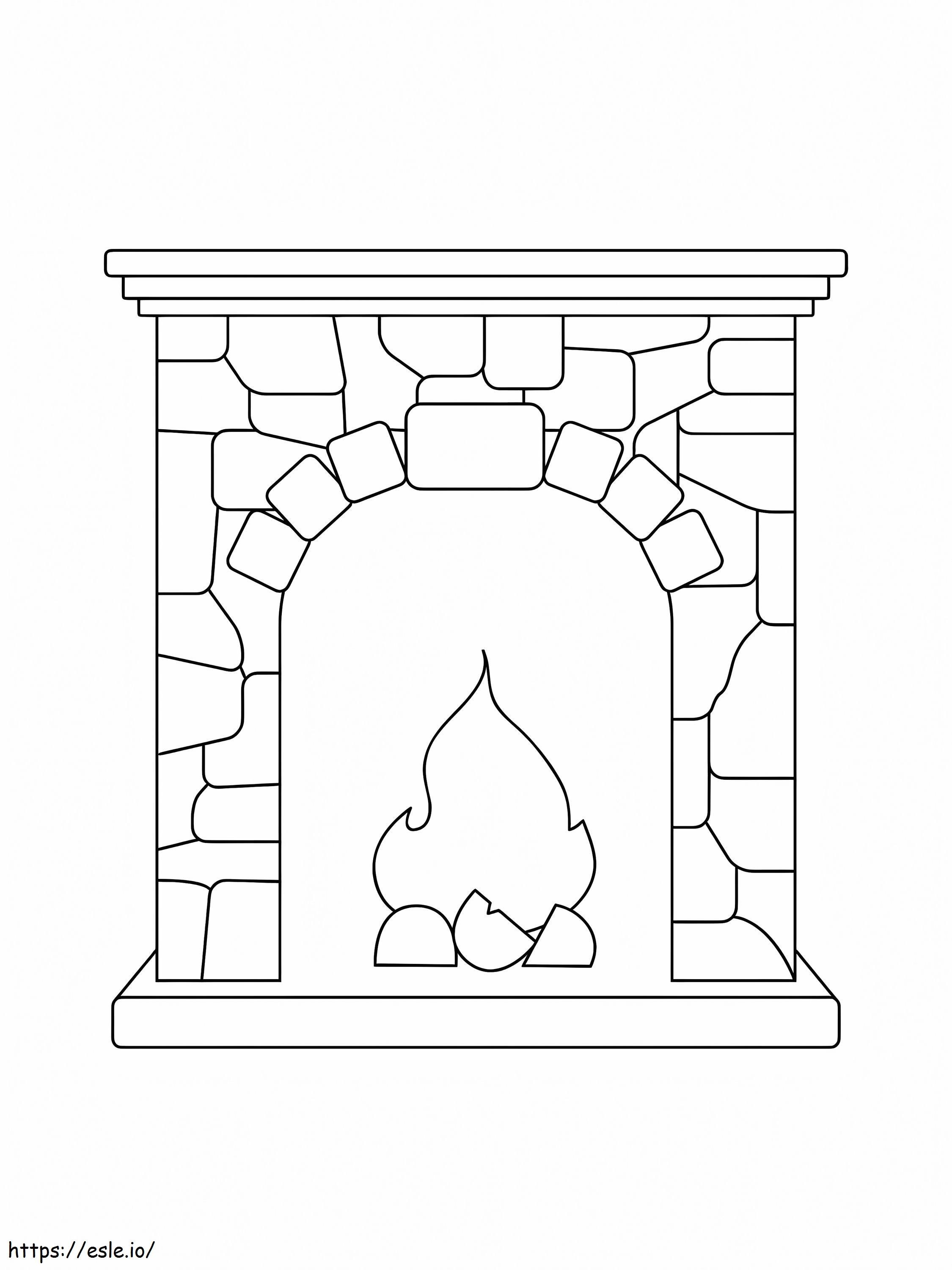 Easy fireplace coloring page