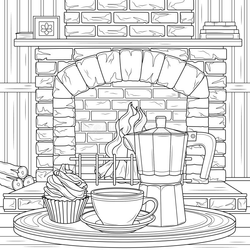 Fireplace coloring page stock illustrations â fireplace coloring page stock illustrations vectors clipart