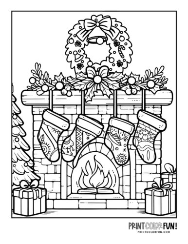 Christmas stocking clipart pages for easy craft coloring fun for the holidays at