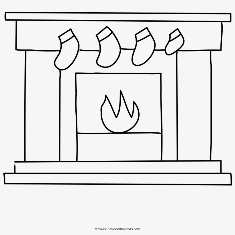 Christmas fireplace coloring page