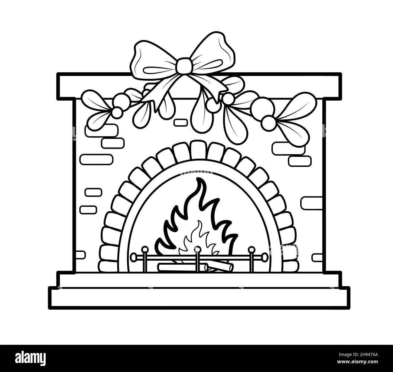 Fireplace christmas black and white stock photos images