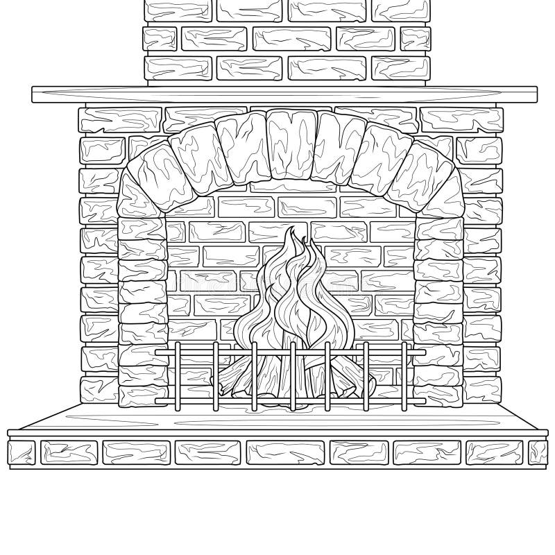 Fireplace coloring page stock illustrations â fireplace coloring page stock illustrations vectors clipart