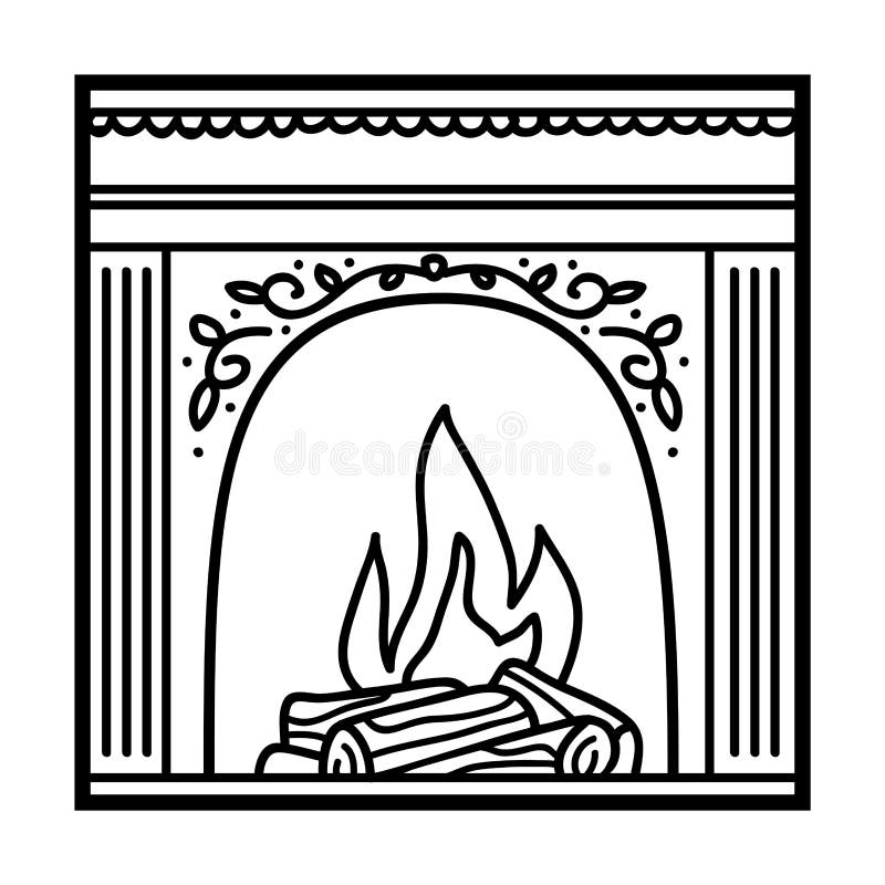 Fireplace coloring page stock illustrations â fireplace coloring page stock illustrations vectors clipart