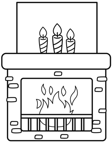 Fireplace coloring page free printable coloring pages