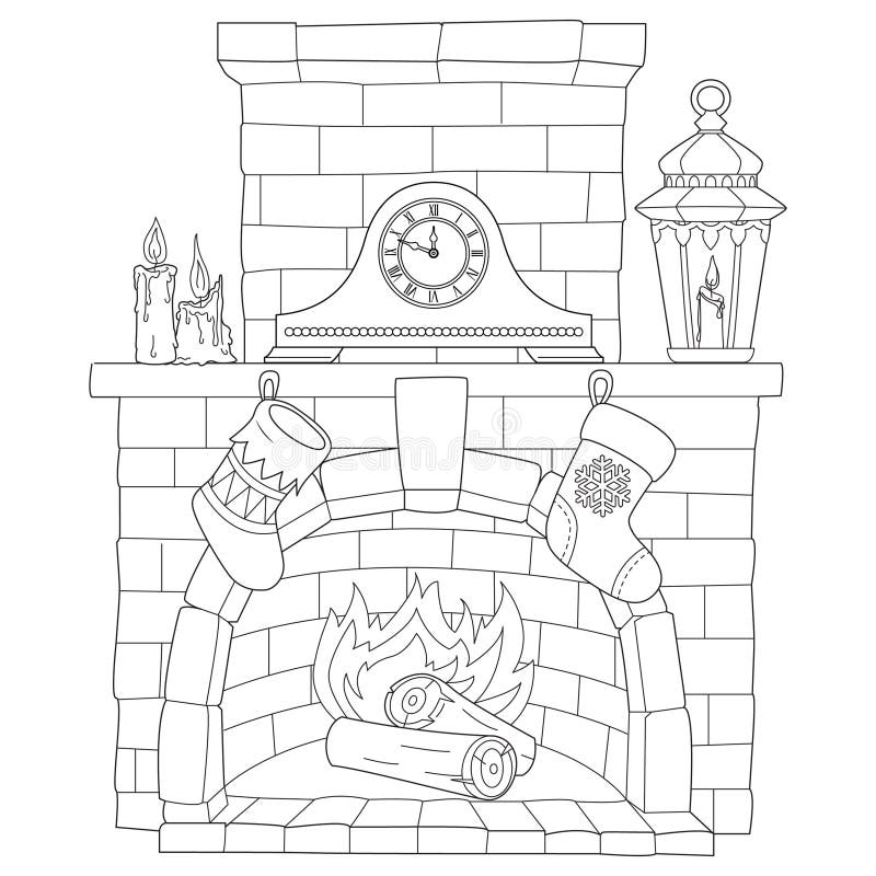 Fireplace coloring page stock illustrations â fireplace coloring page stock illustrations vectors clipart