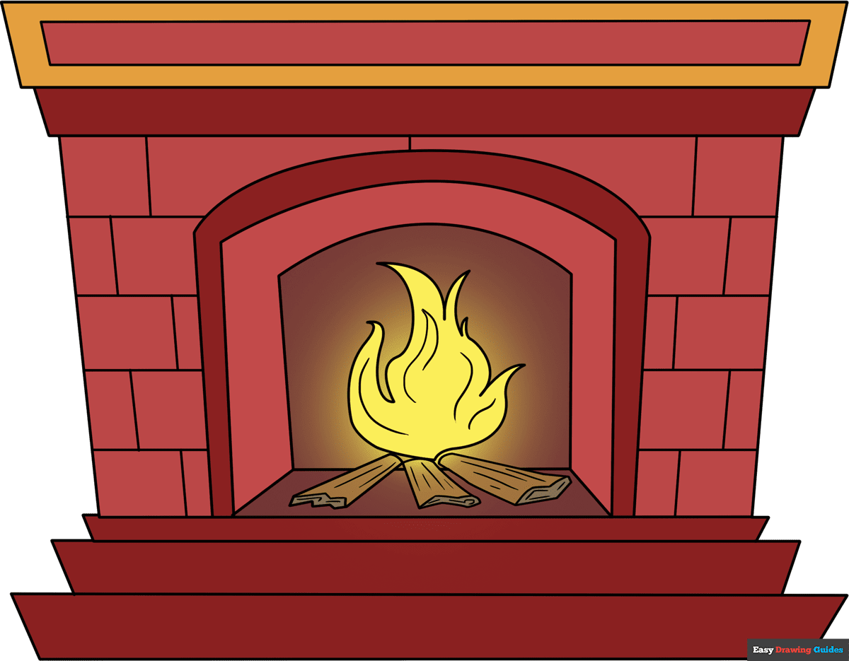 How to draw a fireplace