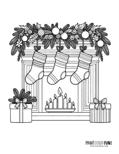 Christmas stocking clipart pages for easy craft coloring fun for the holidays at