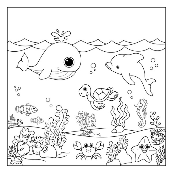 Thousand coloring page fish royalty