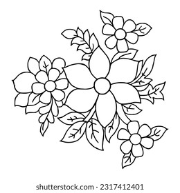 Easy flower coloring pages easy adult stock vector royalty free