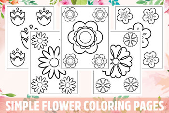 Simple flower coloring pages for kids girls boys teens school activity