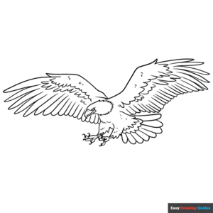 Bald eagle flying coloring page easy drawing guides