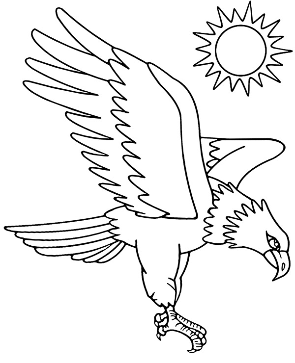 Flying eagle coloring page to print