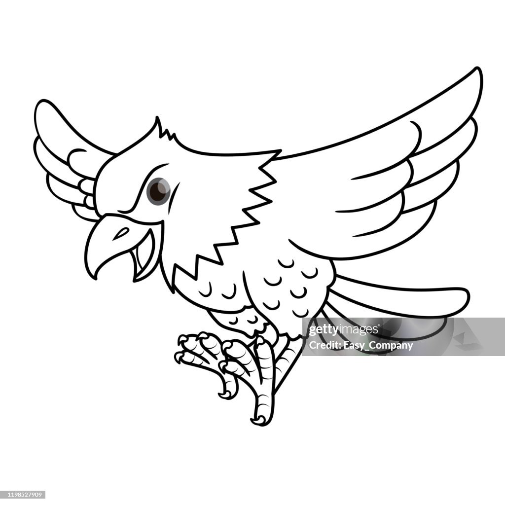 Vector illustration of eagle isolated on white background for kids coloring book high
