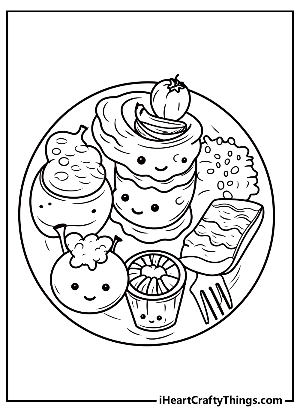 Cute food coloring pages free printables