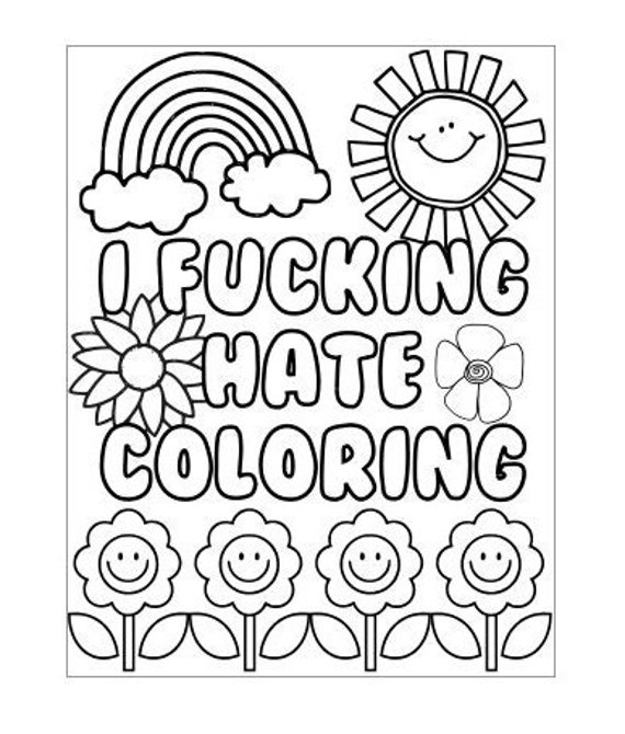 Simple adult coloring page i fucking hate coloring printable coloring book sweary quotes download now