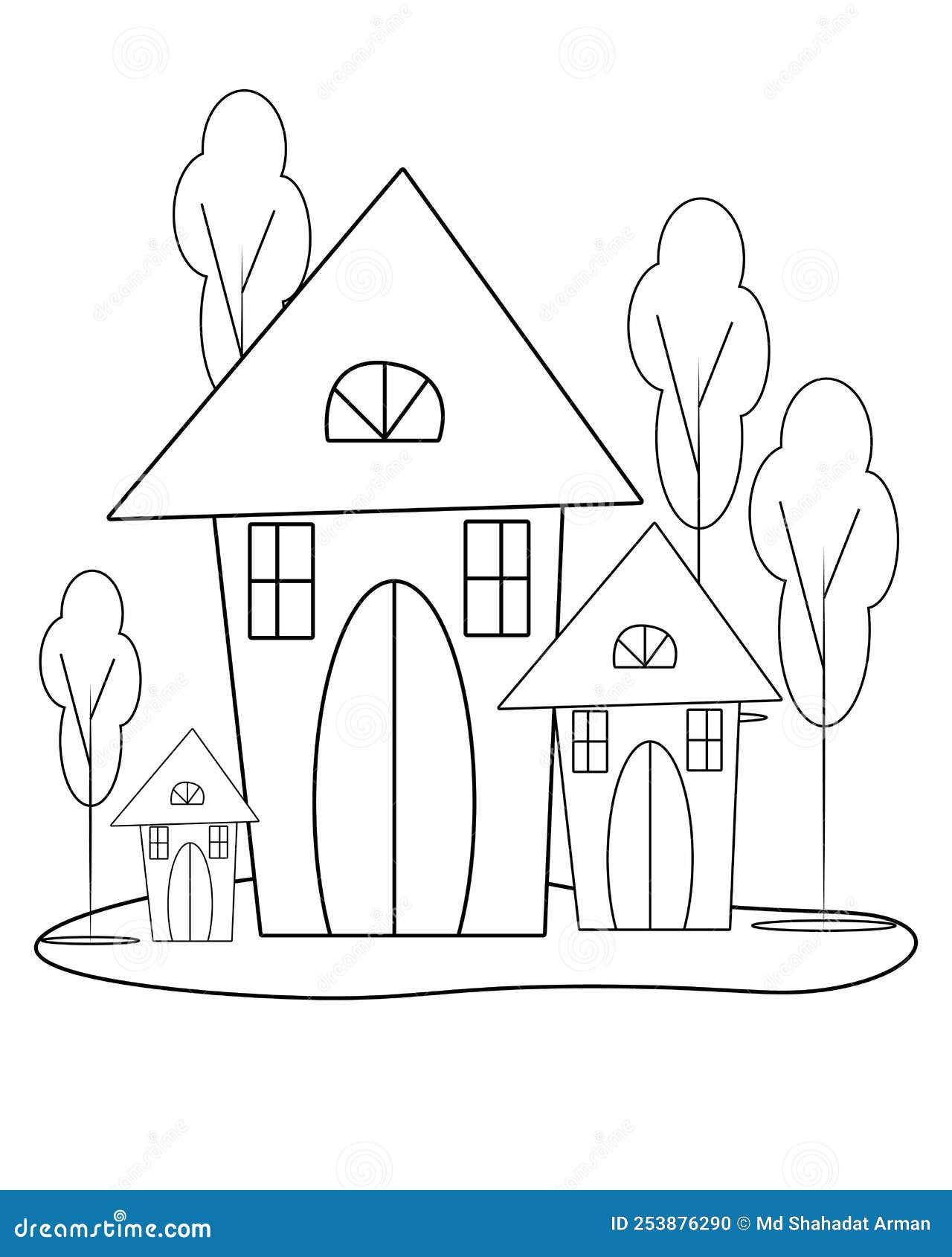 Kids coloring page modern house coloring book page designeasy house coloring book kids coloring page stock vector