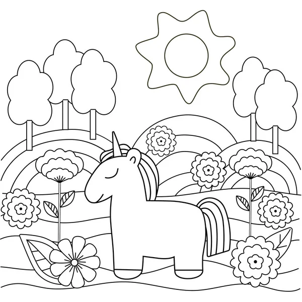 Kids coloring book cute unicorn flowers butterflies simple shapes outline stock vector by chpchilloutgmail