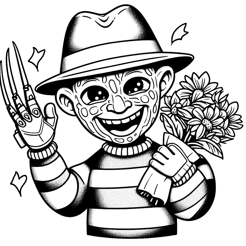 Friendly freddy krueger coloring page