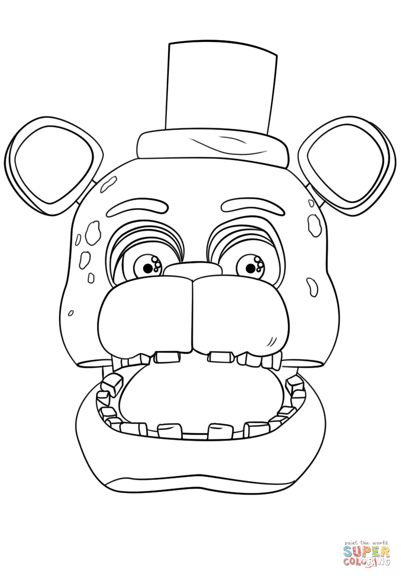 Fnaf freddy portrait coloring page free printable coloring pages