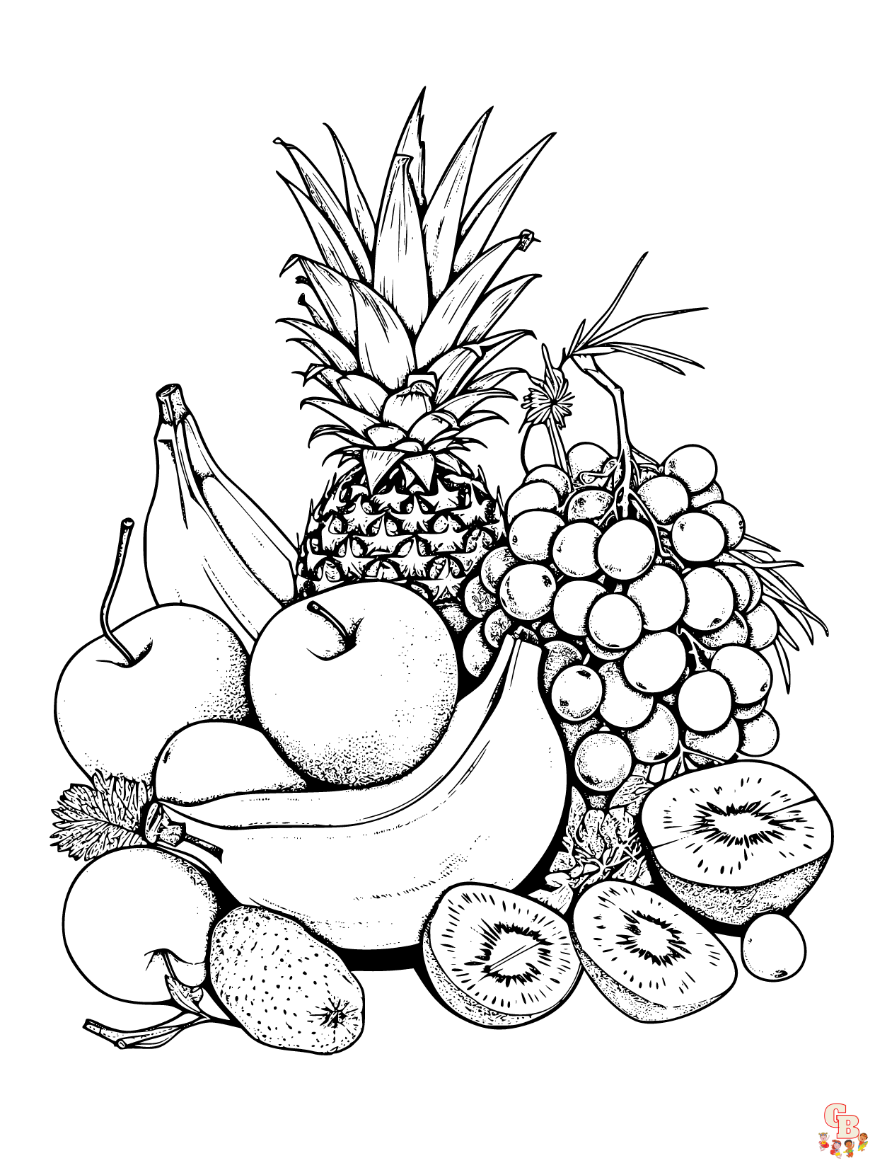 Fun and educational fruit coloring pages for kids