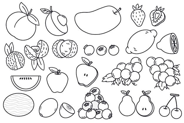 Premium vector simple fruit drawing in black and white for colouring book