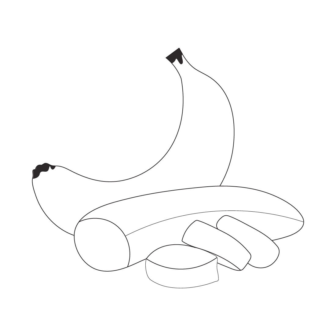 Fruit coloring page banana line art illustration