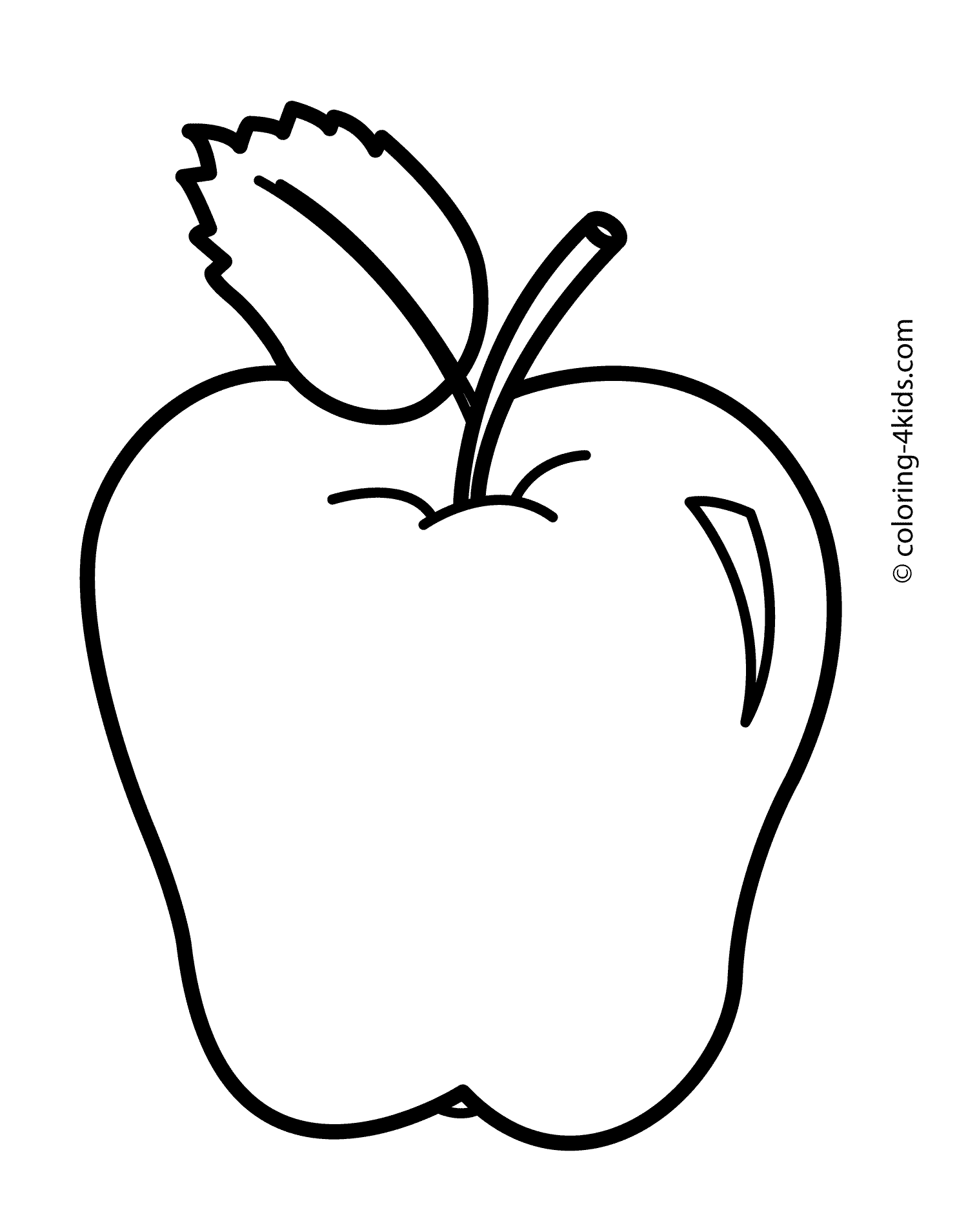 Apple fruits with leaf coloring pages simple for kids printable free apple coloring pages easy coloring pages fruit coloring pages