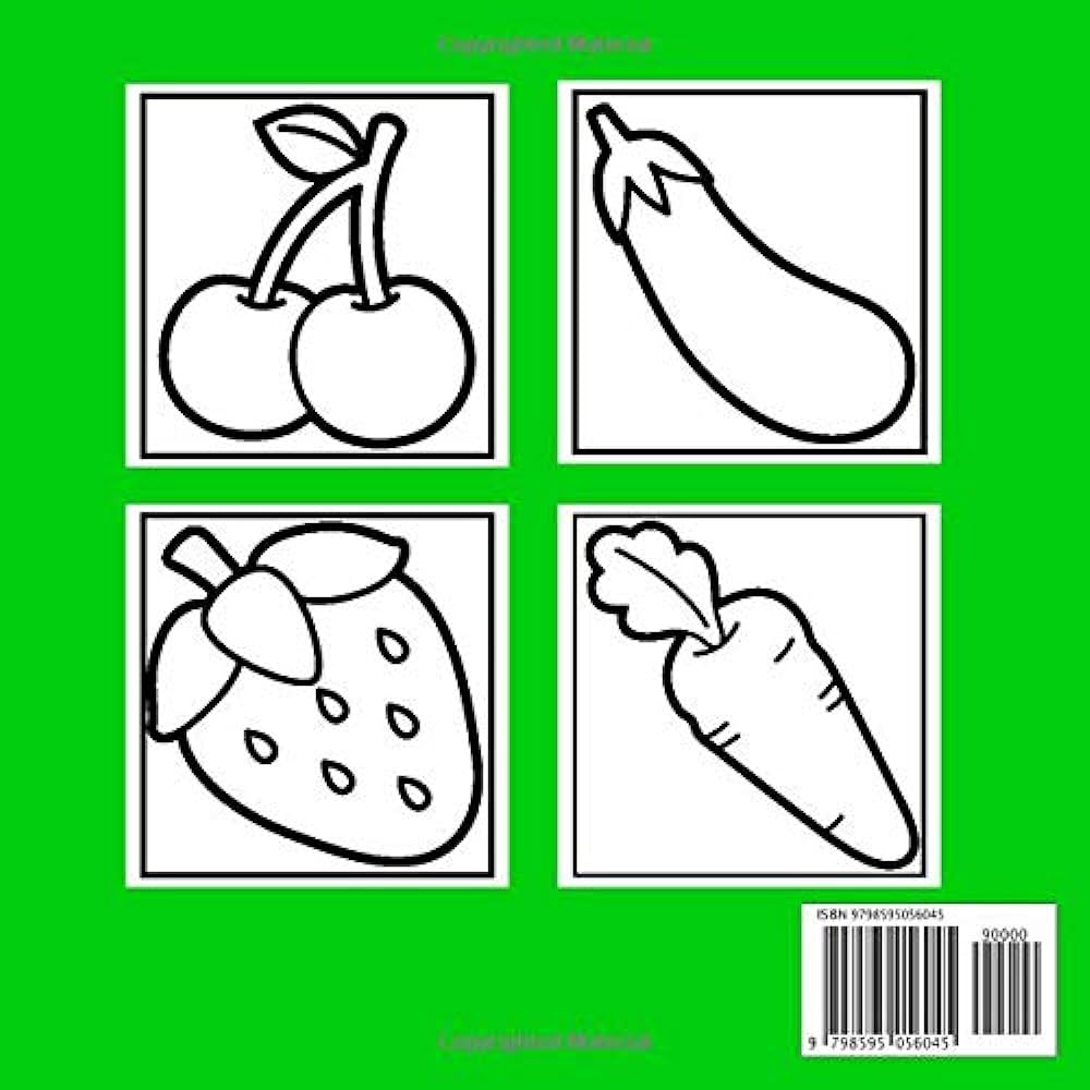 My first coloring book fruits vegetables ages a cute and healthy food coloring book for toddlers with simple pictures like apple banana more to learn and