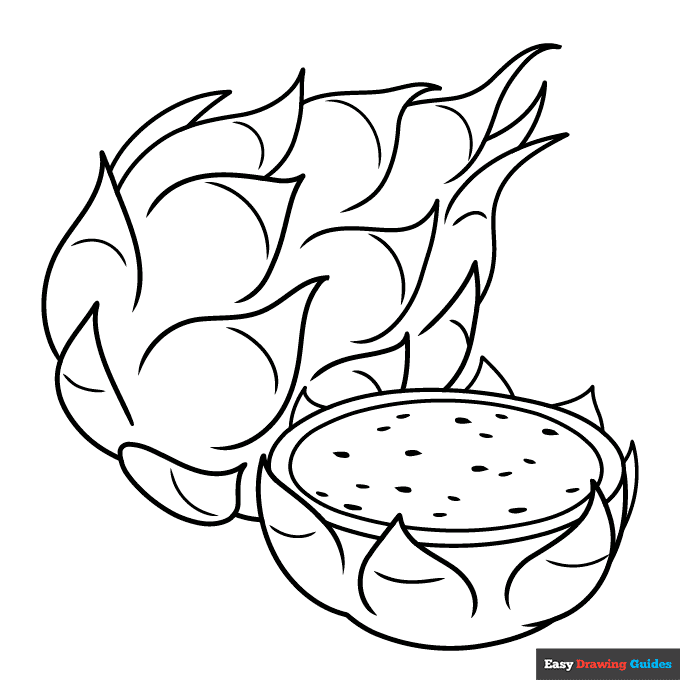 Dragon fruit coloring page easy drawing guides