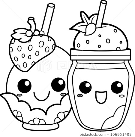 Cute fruit juice black and white coloring