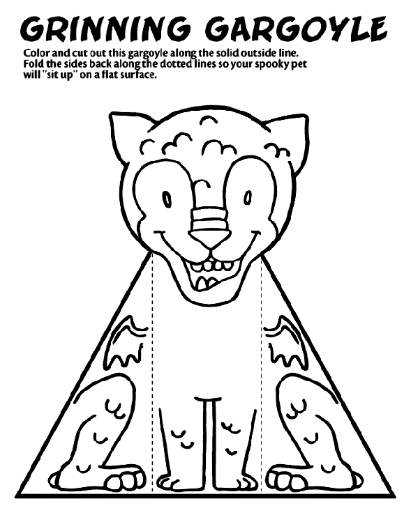 Grinning gargoyle coloring page