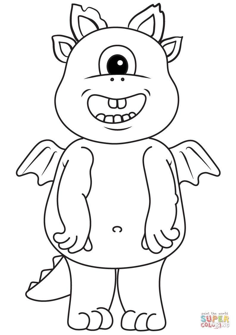 Simple monster coloring page free printable coloring pages