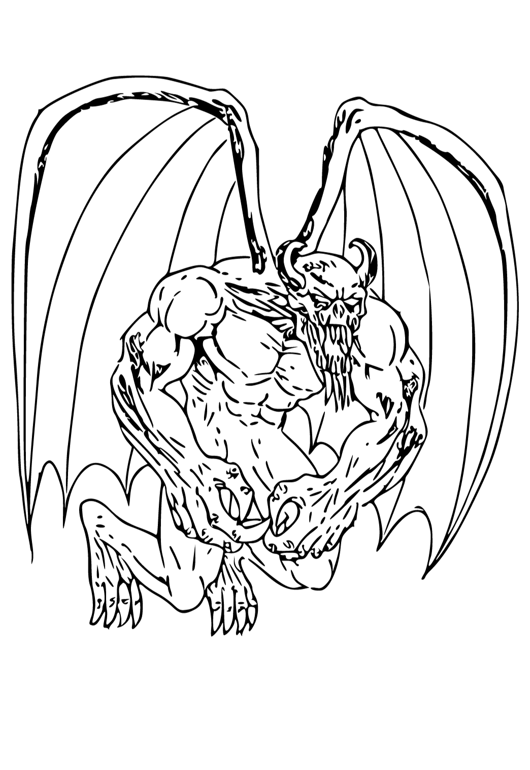 Free printable demon wings coloring page for adults and kids