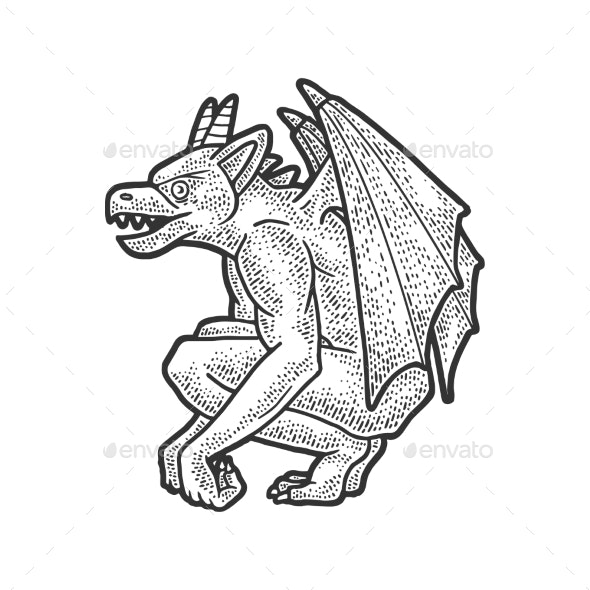 Gargoyle statue sketch vector illustration vectors