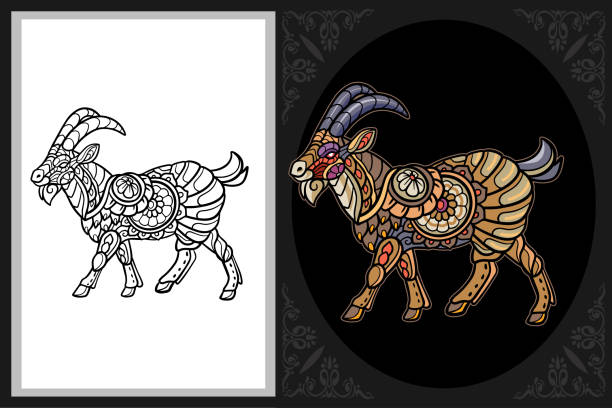 Goat coloring pages stock illustrations royalty