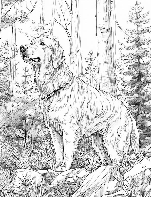 Dog coloring pages for kids and adults