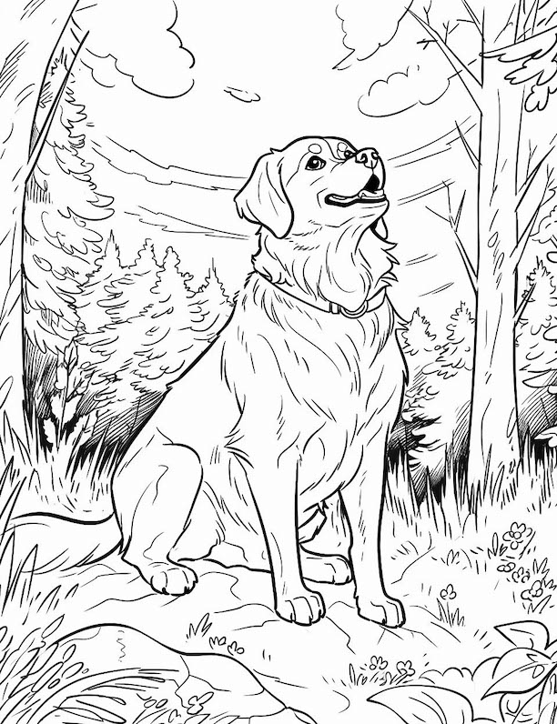 Dog coloring pages for kids and adults