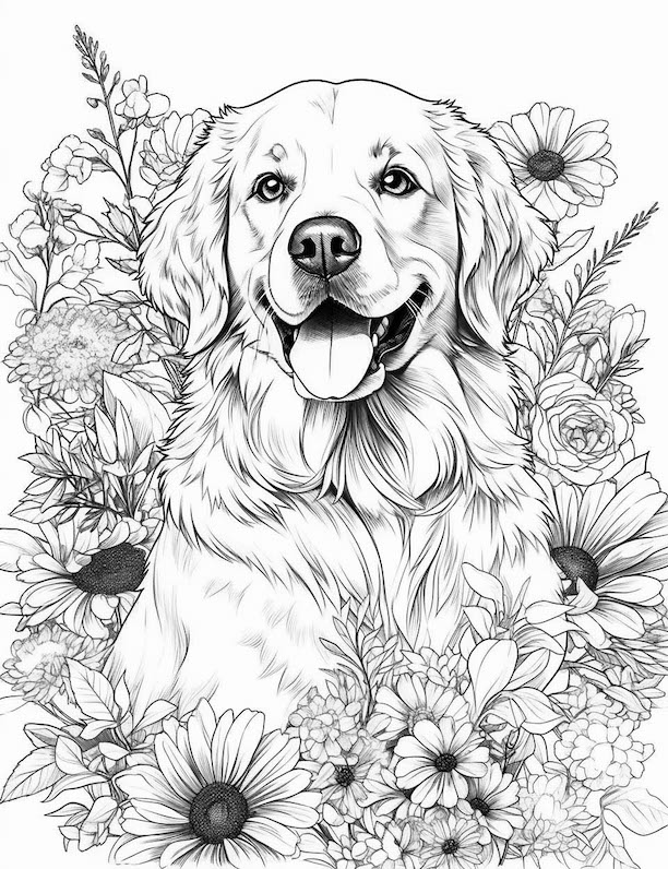 Dog coloring pages for kids and adults