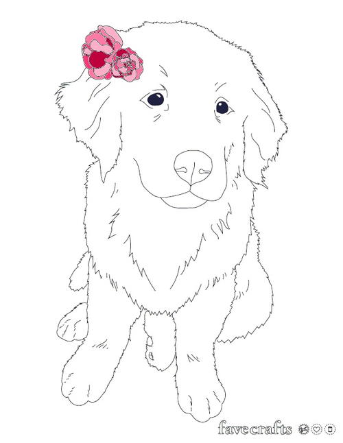 Flower puppy coloring page