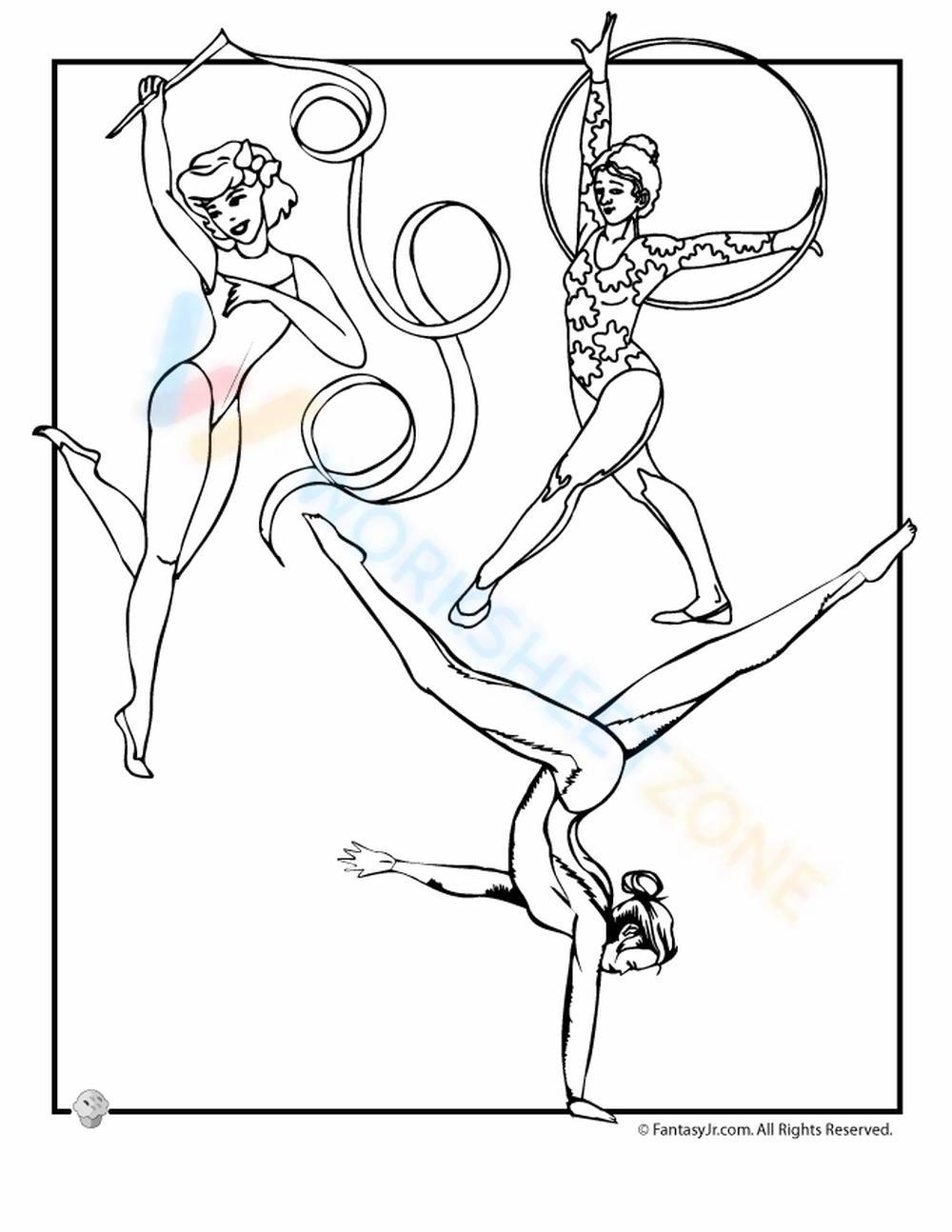 Free collection of gymnastics coloring pages for kids